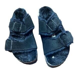 ▶️ Birkenstock ◀️ Arizona Shearling Suede Leather‎ Slides Sandals Size 37